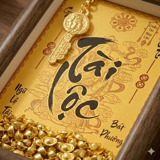 Tranh Phong Thủy Khai Mở Tài Lộc Đính Thỏi Vàng Khung Tranh Thờ Thần Tài Thỏi Vàng May Mắn Trang Trí Nhà Cửa Cao Cấp