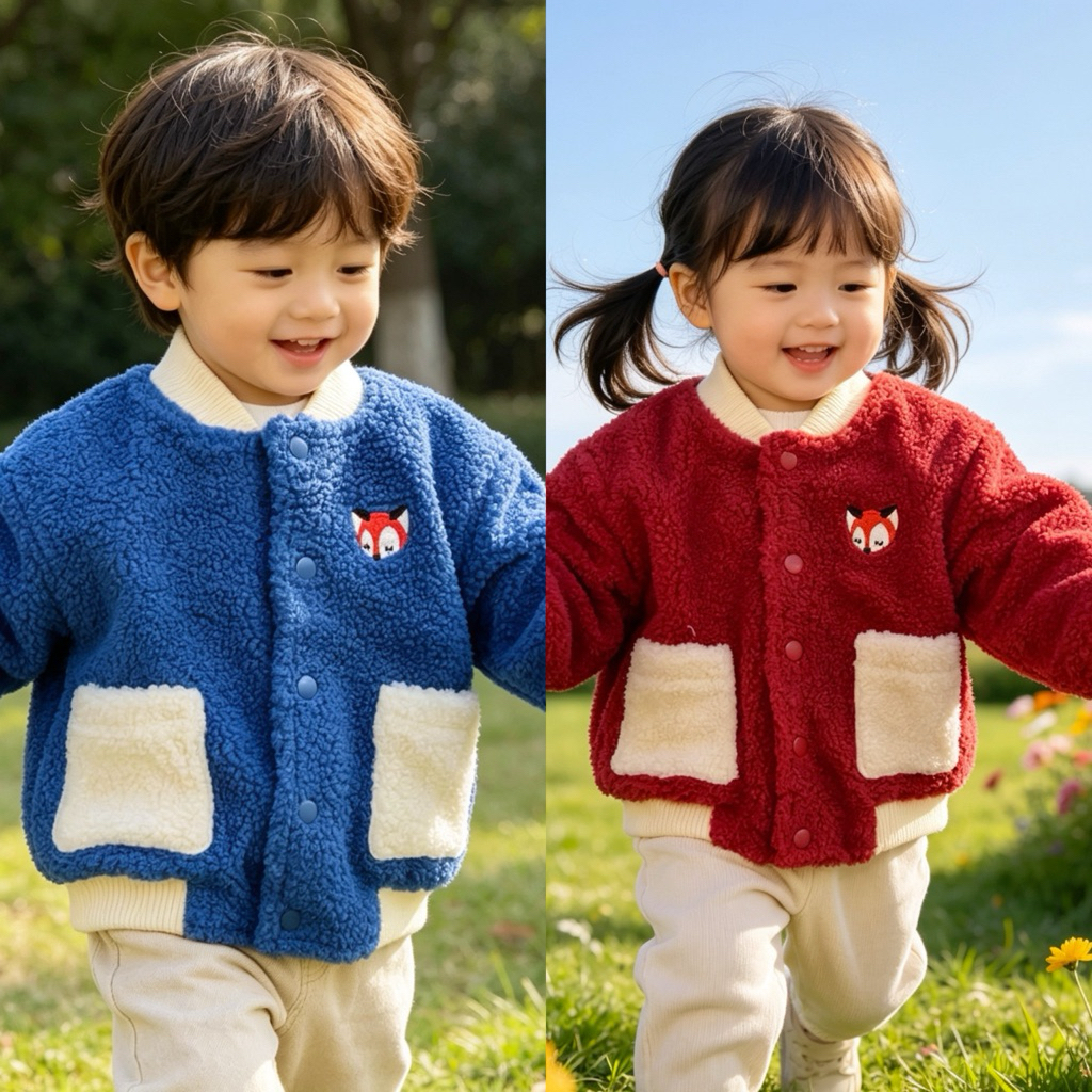 [SUPER SALE - TAG 1,3Tr ] Áo bomber unisex bé trai bé gái xuất dư lông cừu Happyland Keinnnier C6022
