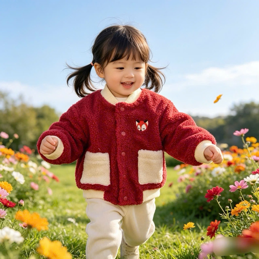 [SUPER SALE - TAG 1,3Tr ] Áo bomber unisex bé trai bé gái xuất dư lông cừu Happyland Keinnnier C6022