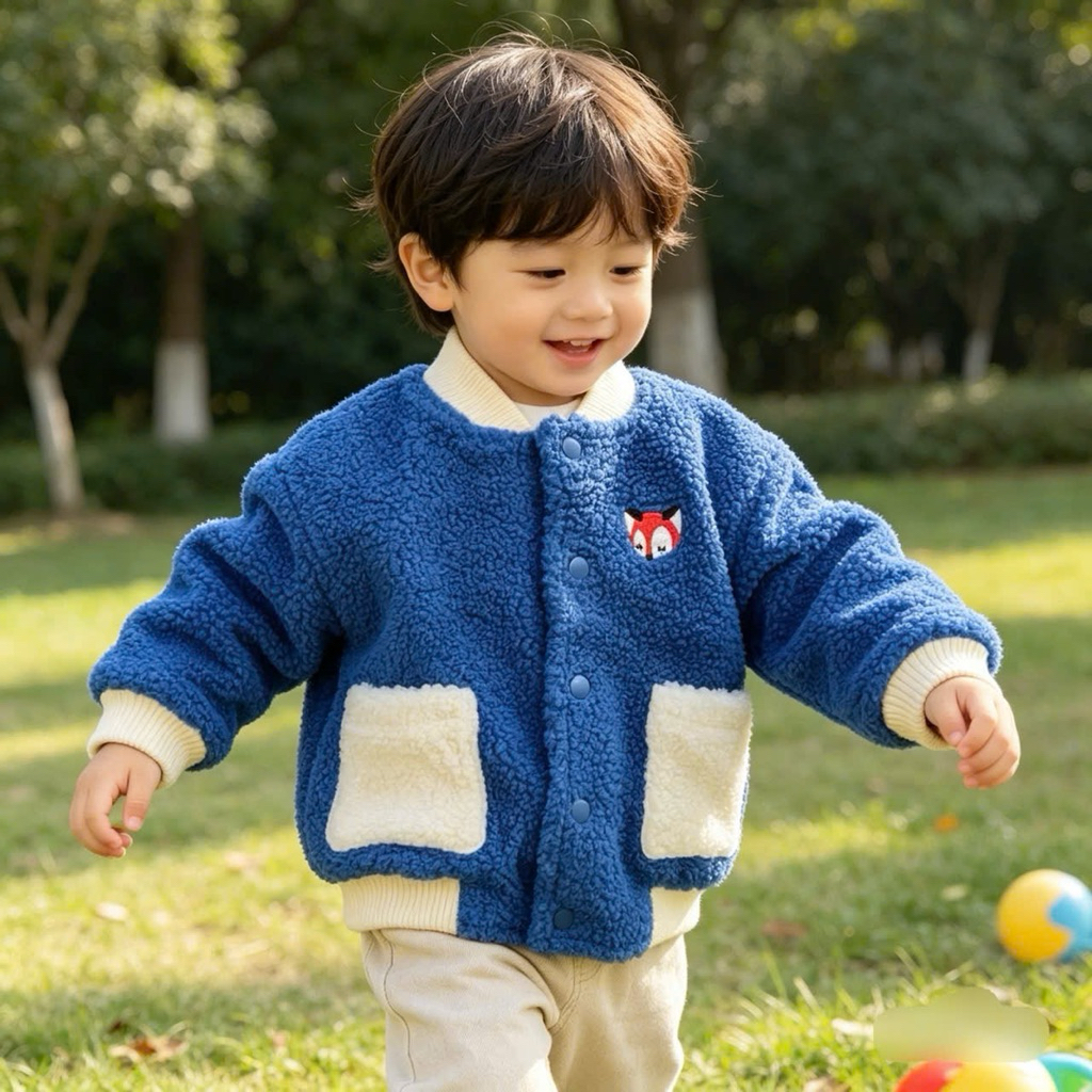 [SUPER SALE - TAG 1,3Tr ] Áo bomber unisex bé trai bé gái xuất dư lông cừu Happyland Keinnnier C6022