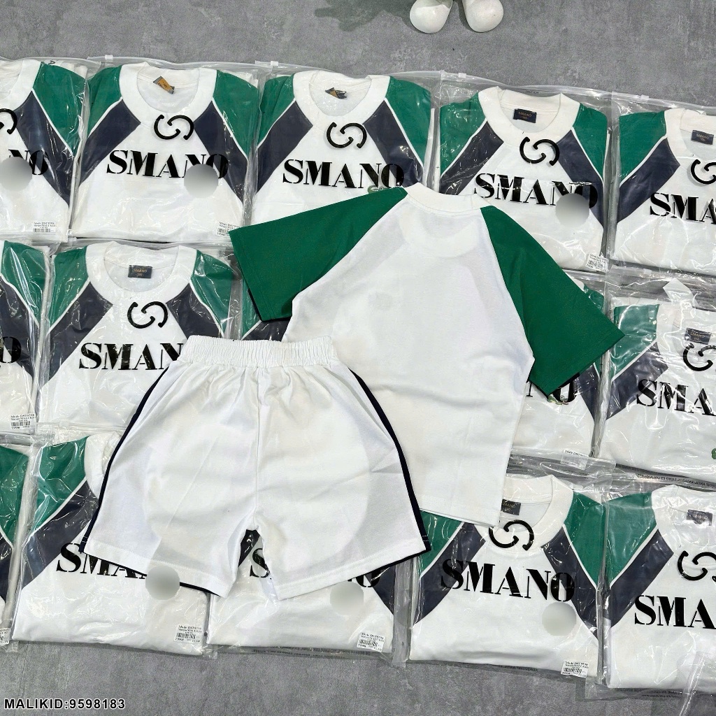 Bộ Hè Thể Thao La Cos Thêu Logo Phối Tay Áo Xanh Là Hot Hit_ Bộ Hè Bé Trai Thể Thao Chất Cotton Co Dãn