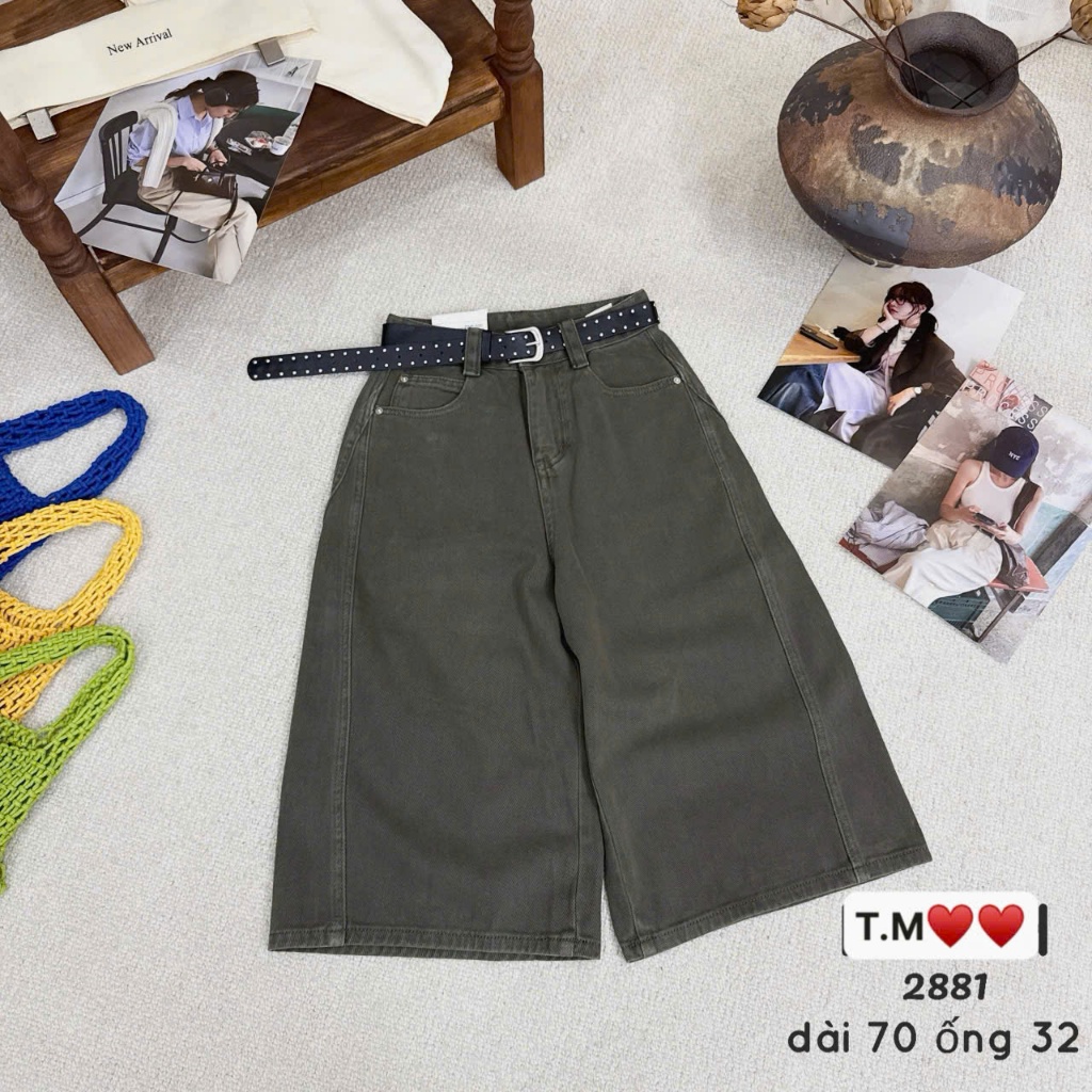 [Sẵn/QC] Quần Ngố Jeans Nữ Dáng Basic Dài 70cm Chất Mềm Tặng Kèm Đai #2881