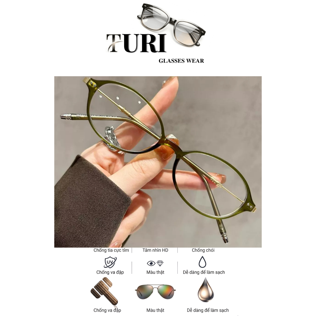 Kính mắt hình bầu dục thời trang nữ chống ánh sáng xanh bền đẹp hot trend 72376