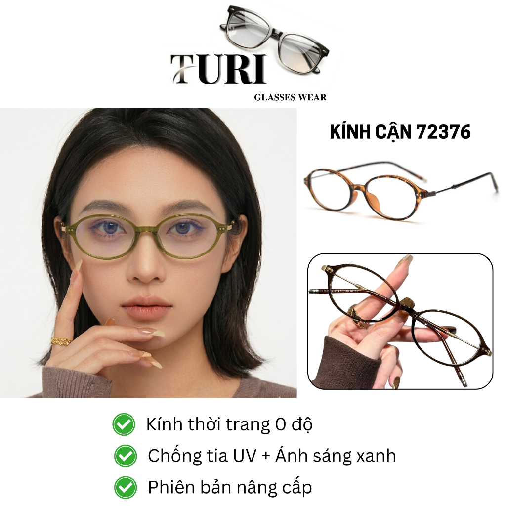 Kính mắt hình bầu dục thời trang nữ chống ánh sáng xanh bền đẹp hot trend 72376