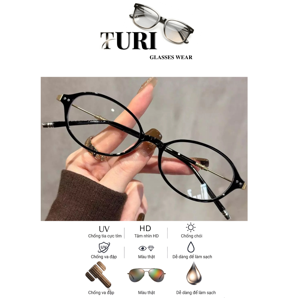 Kính mắt hình bầu dục thời trang nữ chống ánh sáng xanh bền đẹp hot trend 72376