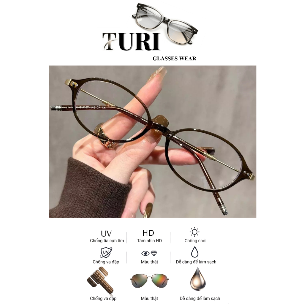 Kính mắt hình bầu dục thời trang nữ chống ánh sáng xanh bền đẹp hot trend 72376