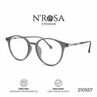 Gọng Kính N’ROSA 210557 – Form Tròn Oval Thanh Mảnh, Càng Kim Loại Chạm Khắc Logo Tinh Tế, Đỉnh Cao Phong Cách Minimalis