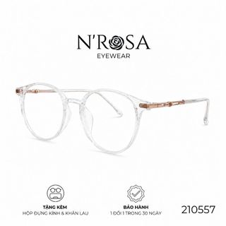 Gọng Kính N’ROSA 210557 – Form Tròn Oval Thanh Mảnh, Càng Kim Loại Chạm Khắc Logo Tinh Tế, Đỉnh Cao Phong Cách Minimalis