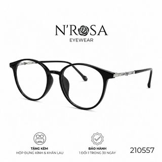 Gọng Kính N’ROSA 210557 – Form Tròn Oval Thanh Mảnh, Càng Kim Loại Chạm Khắc Logo Tinh Tế, Đỉnh Cao Phong Cách Minimalis