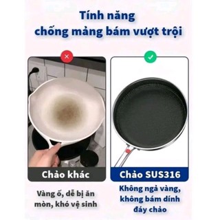 Chảo Chống Dính Vân Đá Tổ Ong Sâu Lòng, Inox 304 size 28cm Chống Xước Chống Rỉ, Dùng Cho Mọi Loại Bếp, 3 Lớp Cao Cấp