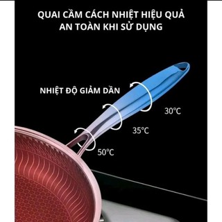 Chảo Chống Dính Vân Đá Tổ Ong Sâu Lòng, Inox 304 size 28cm Chống Xước Chống Rỉ, Dùng Cho Mọi Loại Bếp, 3 Lớp Cao Cấp