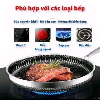 Chảo Chống Dính Vân Đá Tổ Ong Sâu Lòng, Inox 304 size 28cm Chống Xước Chống Rỉ, Dùng Cho Mọi Loại Bếp, 3 Lớp Cao Cấp