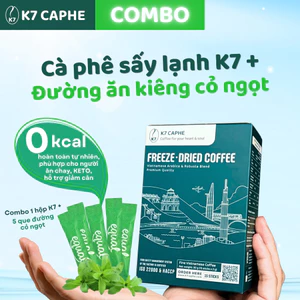 Cà phê sấy lạnh K7 Đường ăn kiêng cỏ ngọt - Cà phê thơm nồng, Vị ngọt sắc sảo, 0 Calo, Tỉnh táo không ép tim