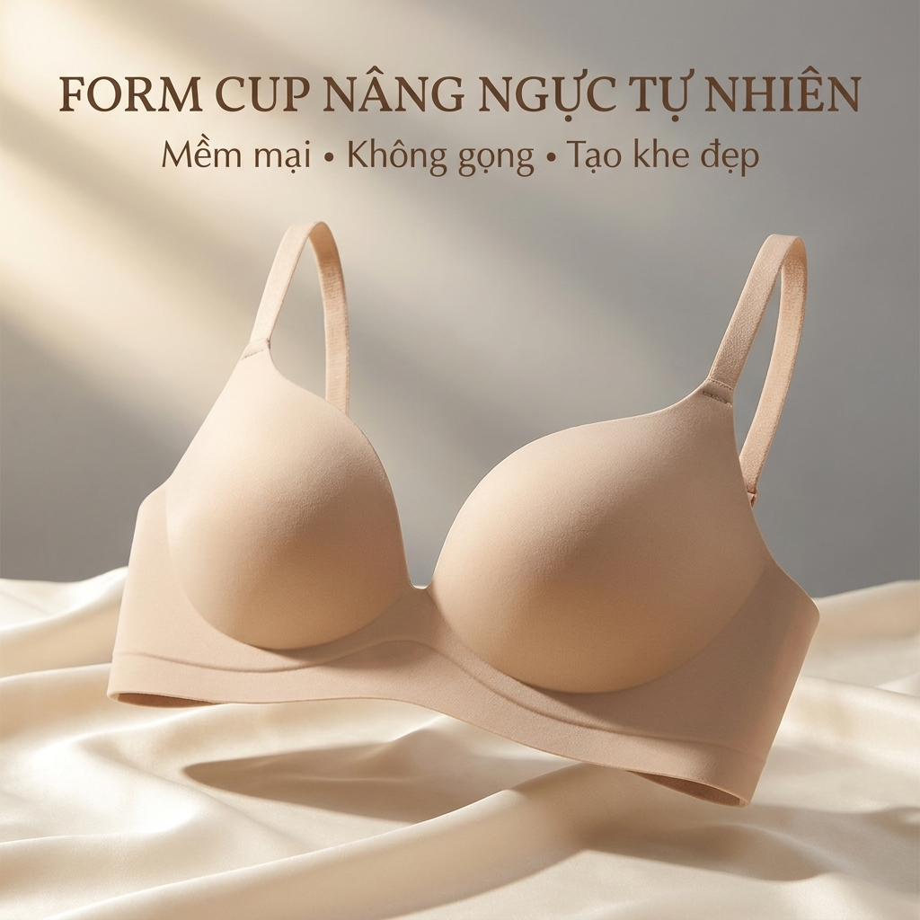 Áo Lót Đúc Su Tàng Hình Mềm Mại Không Gọng Vanvene, Áo Ngực Nữ Su Đệm 2cm Nâng Ngực Tạo Khe Chống Hằn Mặc Sơ Mi