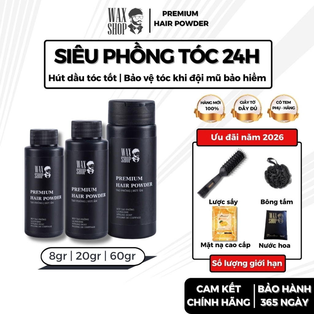 Bột tạo phồng tóc nam Premium Hair Powder chính hãng có khả năng giữ nếp, hút dầu tóc tốt - Waxshop