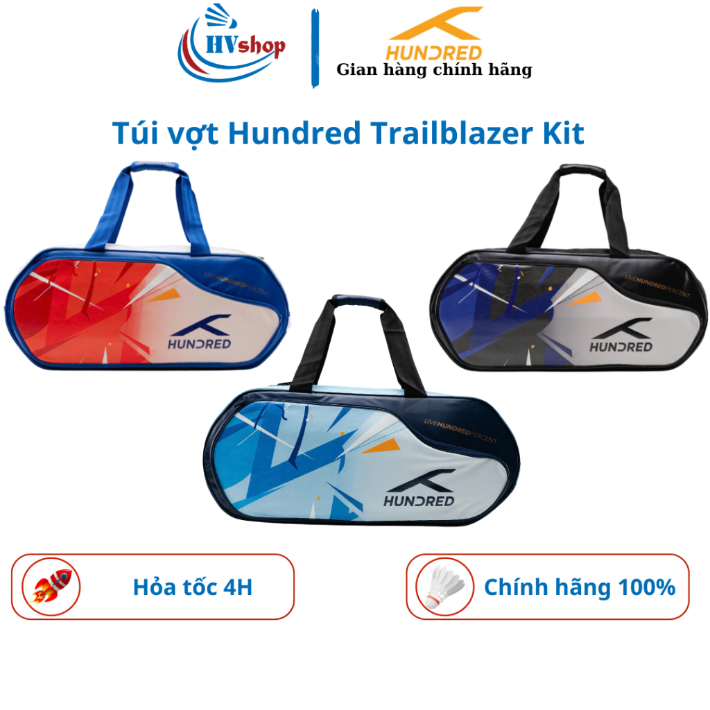 Bao vợt cầu lông Hundred Trailblazer Kit chính hãng, thiết kế màu ưu việt, ngăn để đồ rộng - HVShop