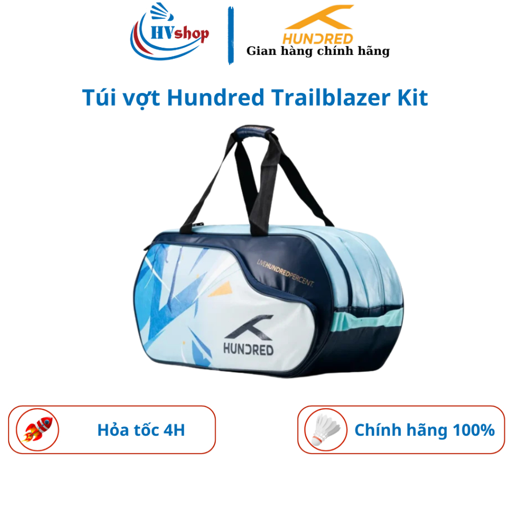 Bao vợt cầu lông Hundred Trailblazer Kit chính hãng, thiết kế màu ưu việt, ngăn để đồ rộng - HVShop