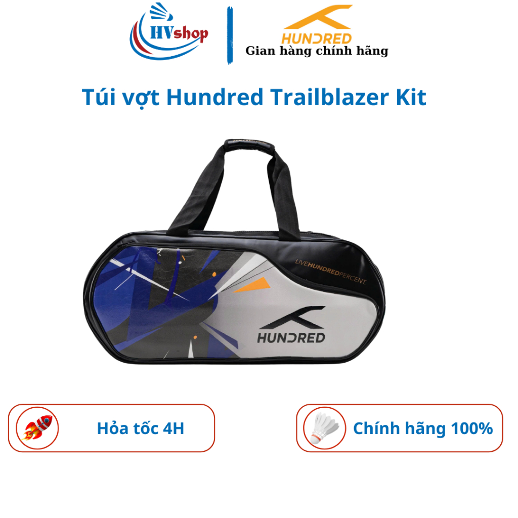 Bao vợt cầu lông Hundred Trailblazer Kit chính hãng, thiết kế màu ưu việt, ngăn để đồ rộng - HVShop