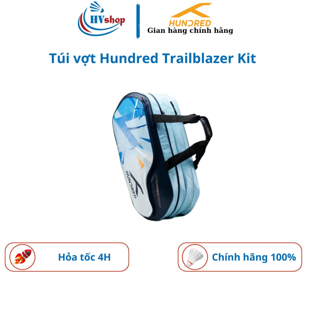 Bao vợt cầu lông Hundred Trailblazer Kit chính hãng, thiết kế màu ưu việt, ngăn để đồ rộng - HVShop