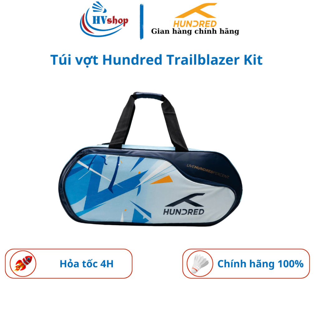 Bao vợt cầu lông Hundred Trailblazer Kit chính hãng, thiết kế màu ưu việt, ngăn để đồ rộng - HVShop