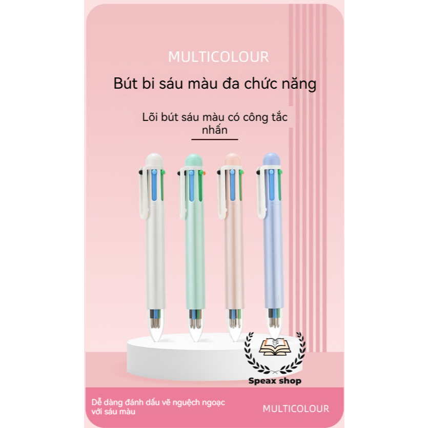 Bút bi nhiều màu 6 trong 1 – Bút bi cao cấp văn phòng, bút bi bấm 6 màu tiện dụng, thiết kế đẹp, 3 màu lựa chọn