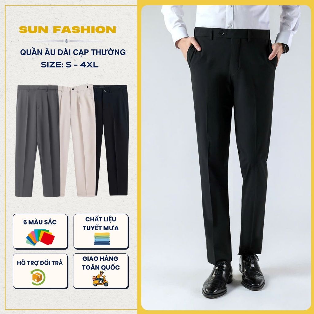 [DEAL MỞ BÁN] Quần âu ống suông nam nữ cạp thường điều chỉnh tăng giảm SUN màu sắc đa dạng basic dễ phối đồ, vải mềm