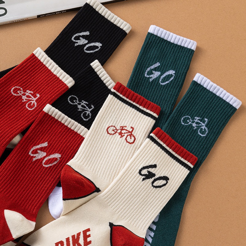Vớ Tất Chữ GO, hình xe đạp cổ cao Unisex phong cách thể thao, năng động