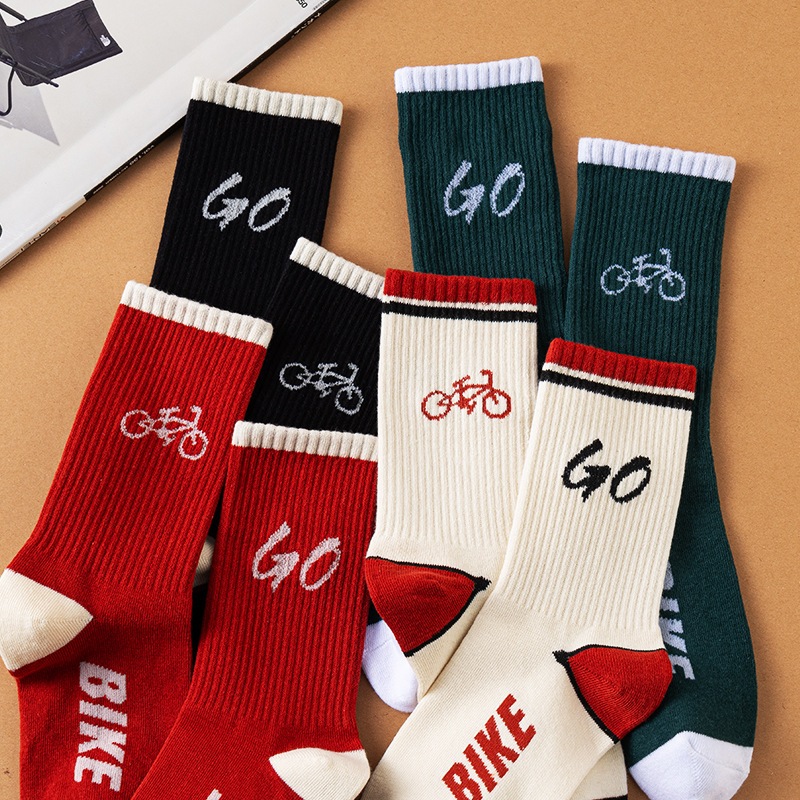 Vớ Tất Chữ GO, hình xe đạp cổ cao Unisex phong cách thể thao, năng động