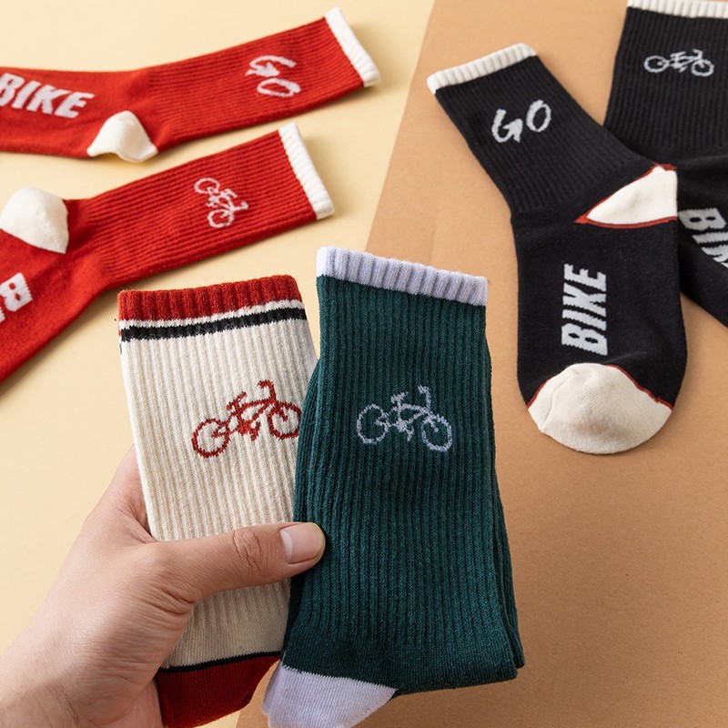 Vớ Tất Chữ GO, hình xe đạp cổ cao Unisex phong cách thể thao, năng động