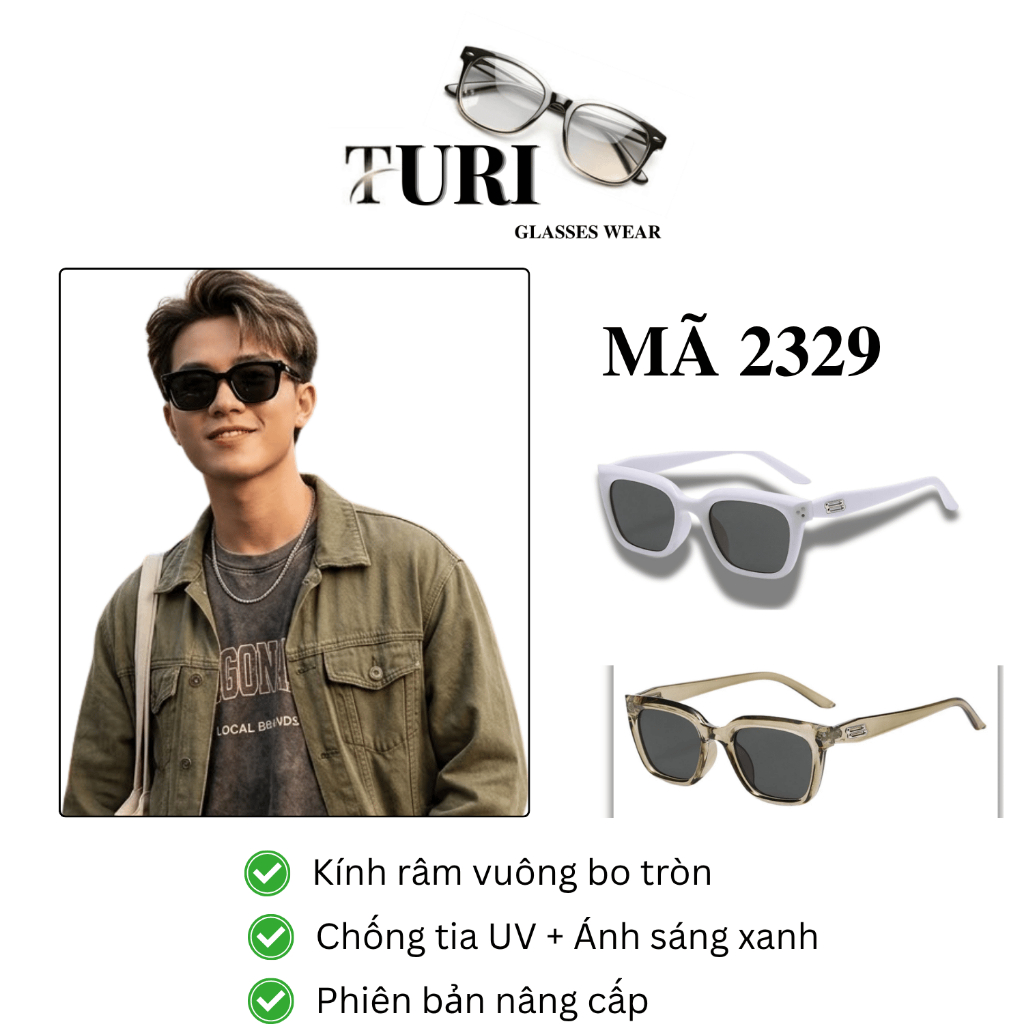 Kính râm dáng vuông thời trang dành cho nam nữ chống tia UV400 đi đường chống bụi 2329