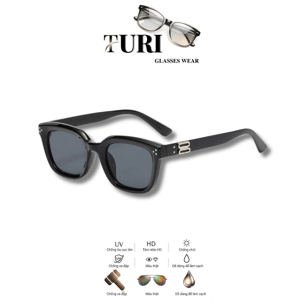 Kính râm dáng vuông thời trang dành cho nam nữ chống tia UV400 đi đường chống bụi 2329