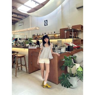 𝐍𝐨𝐫𝐢 𝐒𝐡𝐨𝐫𝐭 - Quần short nữ, quần đùi nữ màu trắng nhiennhienvintage NQS00002