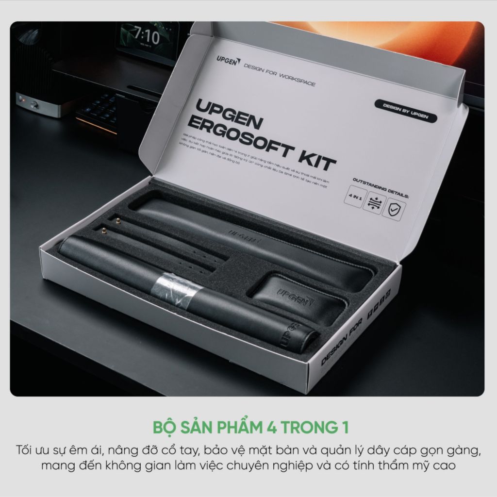 Bộ Phụ Kiện Kê Tay - Lót Chuột Upgen ErgoSoft Kit 4in1 | Chống Thấm Nước | Da Simili Cao Cấp