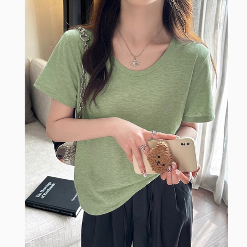 Áo thun nữ cổ tim vải xược thun cotton co giãn thoáng mát trẻ trung bán chạy nhiều màu