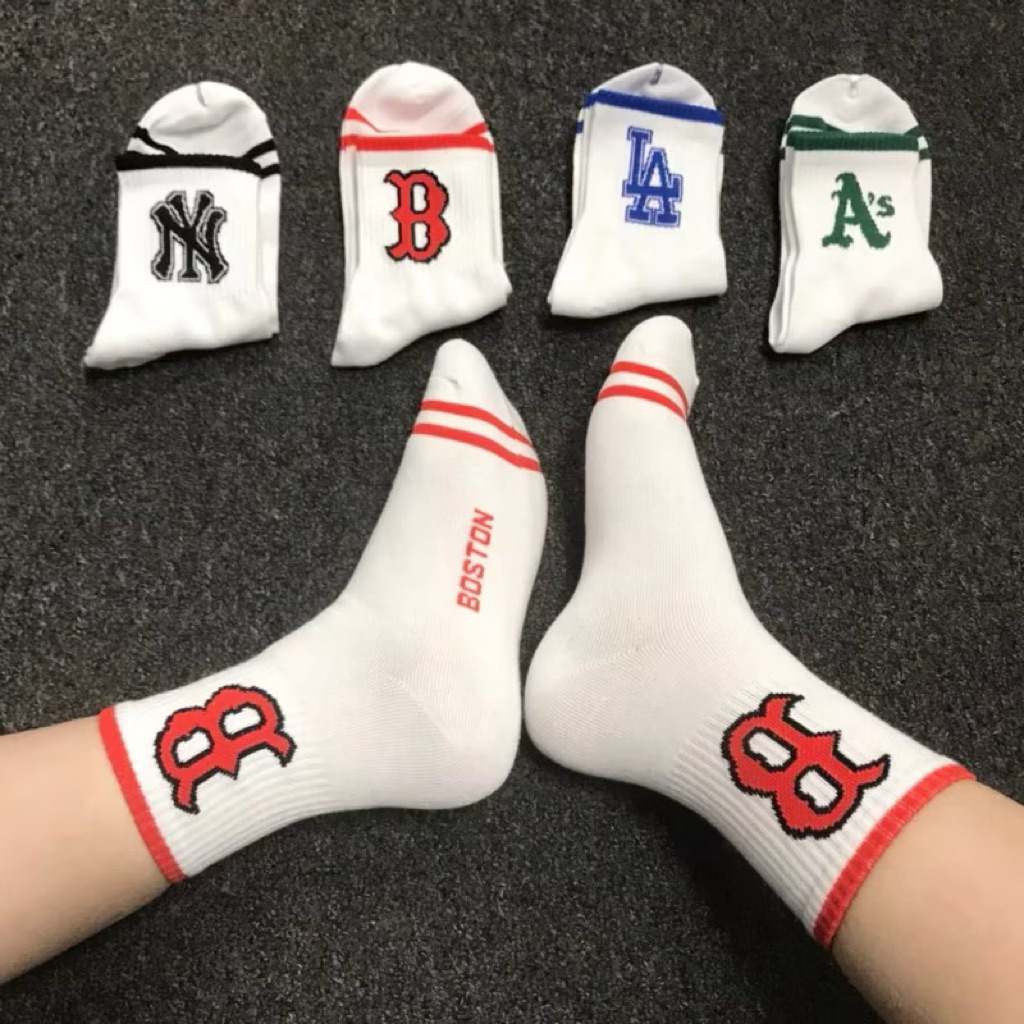 [Đôi Đệm Xù] Tất Vớ MLB - NY - LA, Chất Cotton Dày Mềm Mịn Thoáng Khí, Phong Cách Hàn Quốc, Họa Tiết Sắc Nét