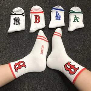 Tất Vớ MLB - NY - LA, Chất Cotton Dày Mềm Mịn Thoáng Khí, Phong Cách Hàn Quốc, Họa Tiết Sắc Nét