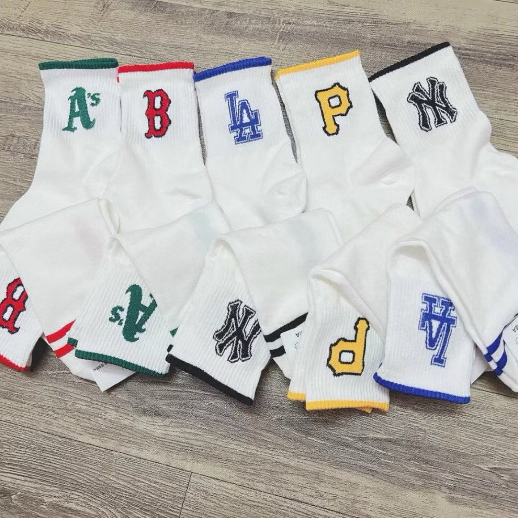 [Đôi Đệm Xù] Tất Vớ MLB - NY - LA, Chất Cotton Dày Mềm Mịn Thoáng Khí, Phong Cách Hàn Quốc, Họa Tiết Sắc Nét