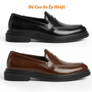 Giày lười nam cao cấp, giày tây nam đế khâu da bò Fttleather dáng Penny Loafer tăng chiều cao F0303