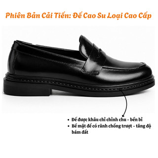 Giày lười nam da bò pennyloafer chính hãng FTTLeather, giày tây nam tăng chiều cao size to 45 F0303