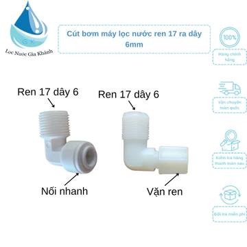 Cút Đầu Bơm Nối Nhanh, vặn ren cho máy lọc (Cút nối máy bơm 24v)