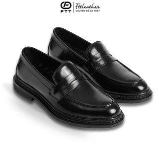 Giày lười nam cao cấp, giày tây nam đế khâu da bò Fttleather dáng Penny Loafer tăng chiều cao F0303