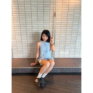 𝐓𝐞𝐚𝐥 𝐇𝐚𝐥𝐭𝐞𝐫 𝐓𝐨𝐩 - Áo yếm kiểu nữ phối bèo chấm bi thiết kế dáng bí nhien.official NAS00024