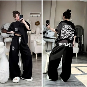 Bộ CHORM dài Form Rộng Unisex Phù Hợp Nam Nữ Áo Tay Lỡ Quần Dài Suông Cạp Chun Xuất Xứ Việt Nam