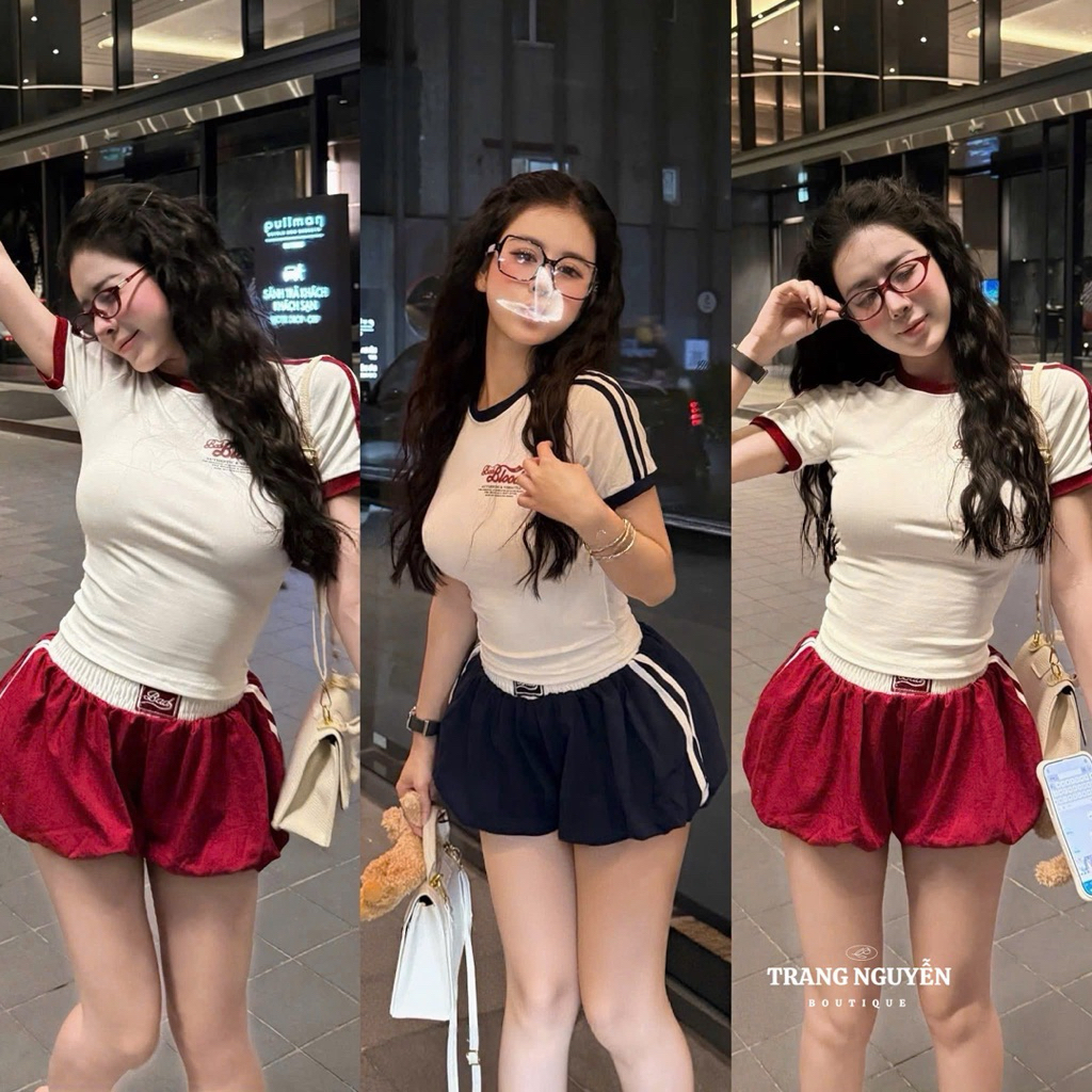 Set áo cộc tay quần bồng dáng bí xinh