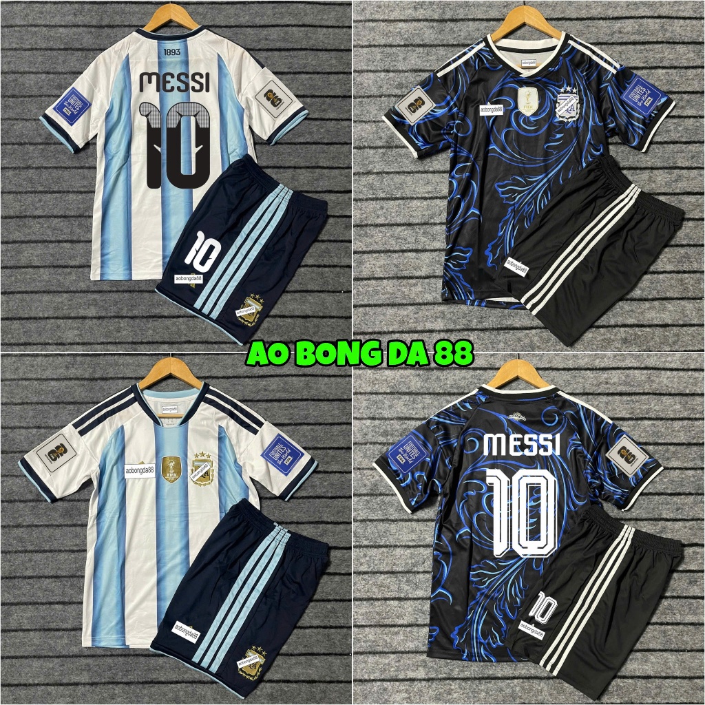 In Tên Số - Bộ Quần Áo Bóng Đá Đội Tuyển Argentina Sân Nhà WC 2026 - Vải Polyester Gai Thái Cao Cấp