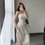 “Juliet Set” Set linen 2 món : Áo 2S corset dáng dài phối viền ren ôm body tôn dáng kèm quần ống rộng màu kem sang chảnh