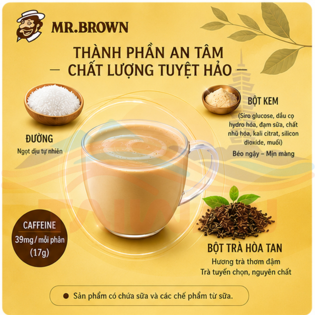 Trà sữa Mr.Brown Giảm đường Đài Loan 30 gói & 45 gói / Túi