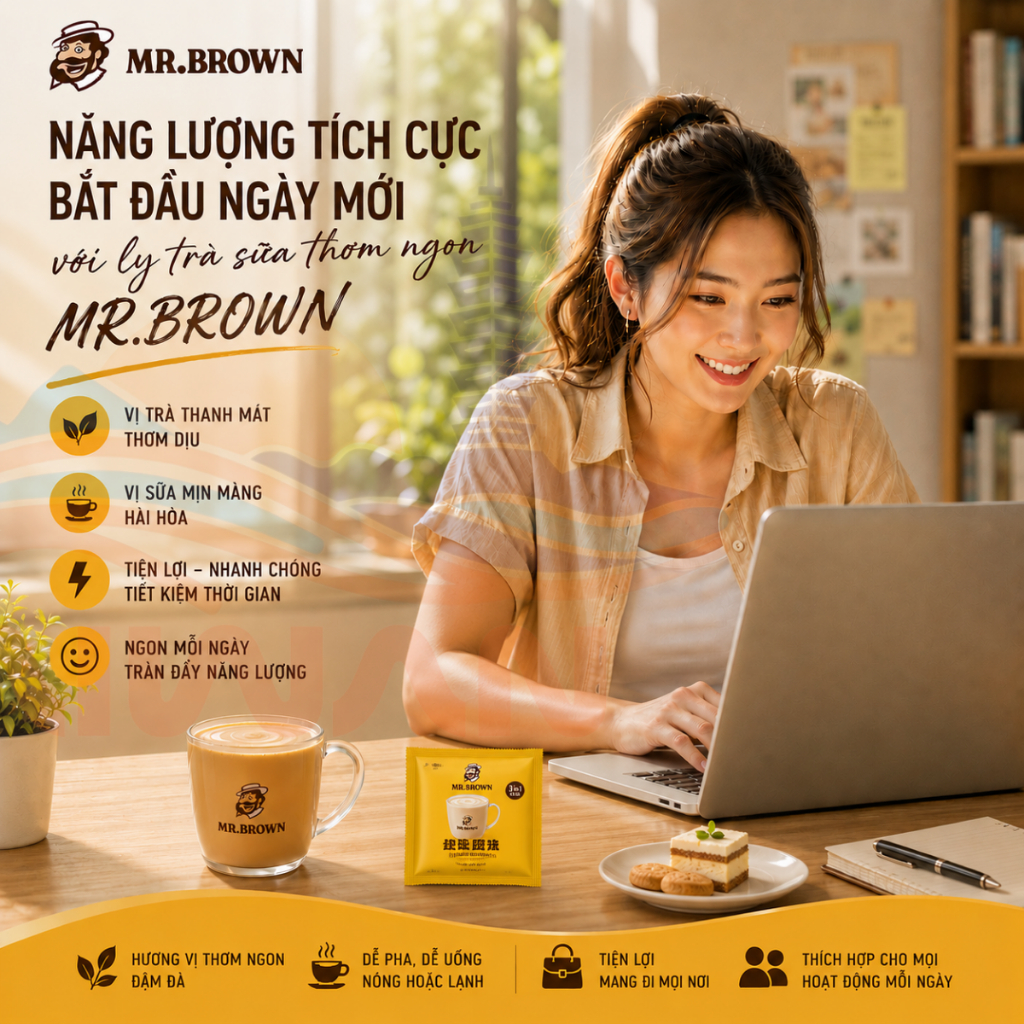 Trà sữa Mr.Brown Giảm đường Đài Loan 30 gói & 45 gói / Túi