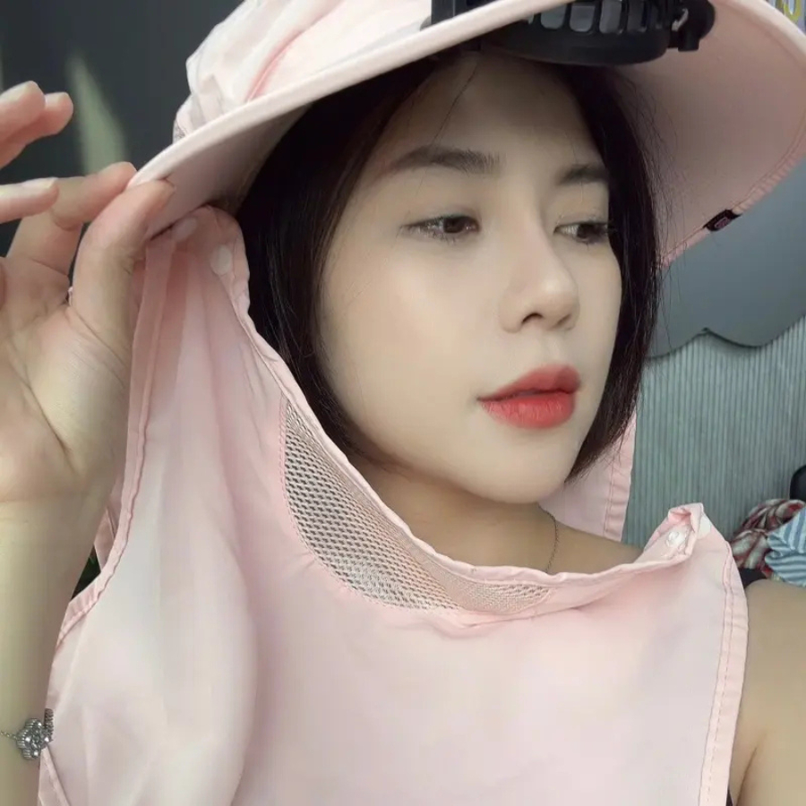 Mũ Vành Rộng Nữ 3in1 Kèm Quạt Năng Lượng Mặt Trời & Khẩu Trang Chống Nắng – Che Kín, Chống UV, Giảm Nhiệt, Siêu Mát