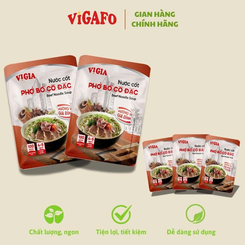 Nước Cốt Phở Bò Vigafo 100g, an toàn - thơm ngon - chuẩn vị, bí quyết nấu ăn cho mọi gia đình Việt.